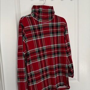Lands' End Red Plaid Turtleneck Top